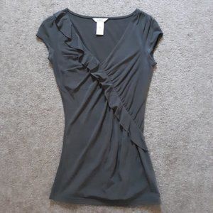 Candie's Gray Ruffle V-Neck Top - Size XS (Junior's)